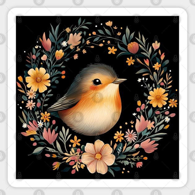 Cheerful Robin Bird Art – Symbolic & Whimsical Nature Illustration Sticker by TuncGK